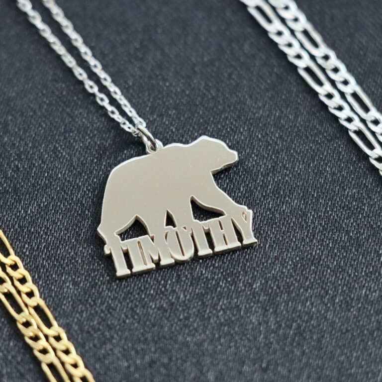 Bear Necklace in Sterling Silver, Husband Jewelry, Personalized Necklace for Men, Animal