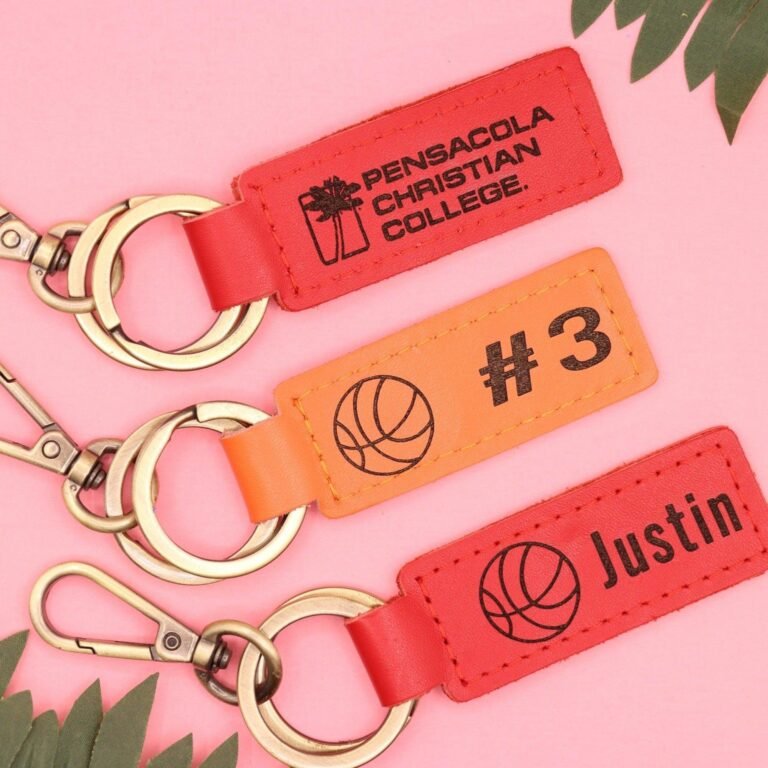 Colorful Leather Basketball Keychain , Real Leather, Same Day Shipping, Free Shipping US