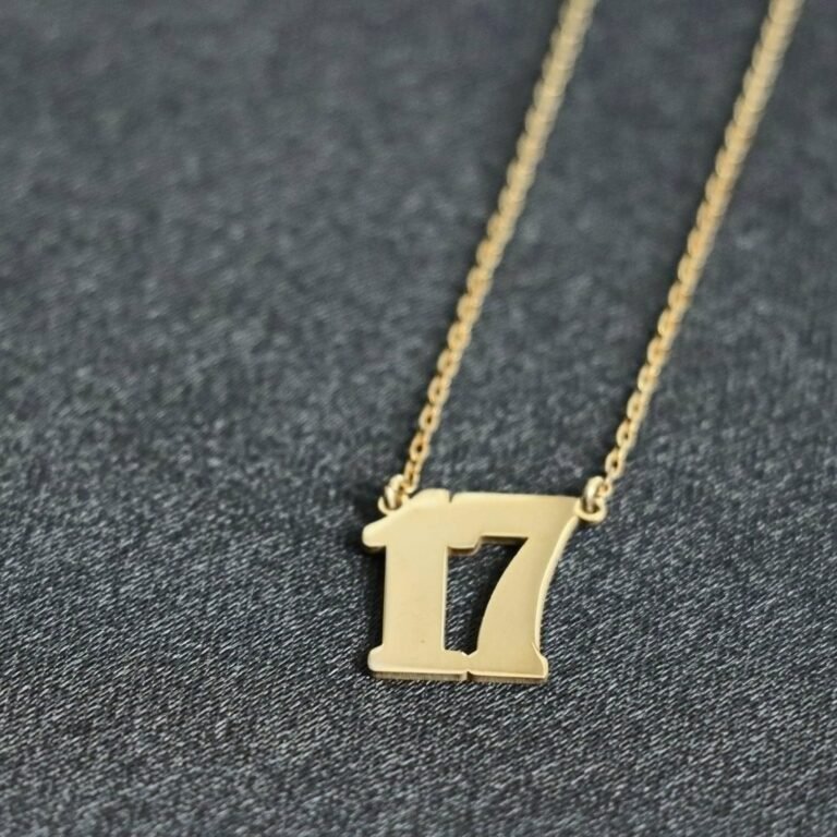 Number Necklace, Old English Number, Old English Letter Number Necklace, Old English
