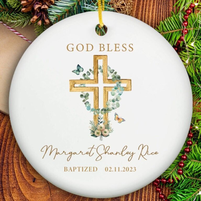 Personalized God Bless Baptism Christmas Ornaments – Ceramic