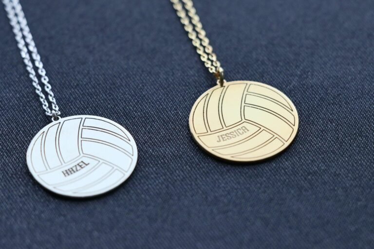 Volleyball Necklace in 925 Sterling Silver Metal, Sport Jewelry, Volleyball Pendant
