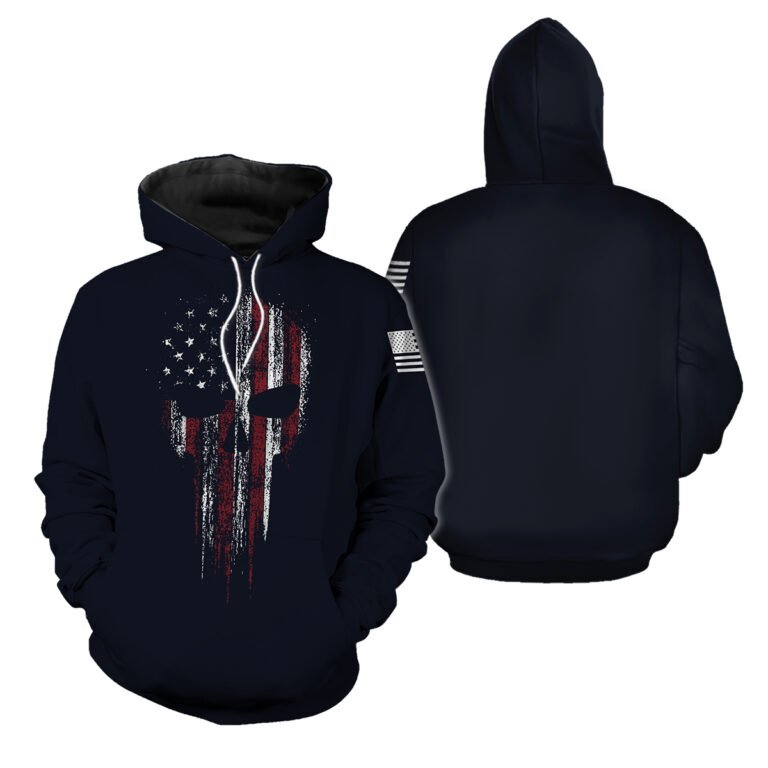 Usa American Flag Skull Patriotic Men’s Hoodie