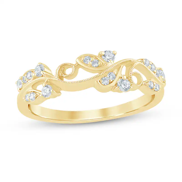 10K Gold 0.2 CT Round Diamond Custom Wedding Band D Color VVS1 Clarity 3EX