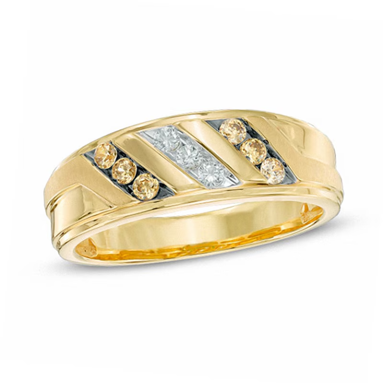 10K Gold 0.3 CT. T.W. Round Lab Created Diamond Custom Wedding Ring for Men
