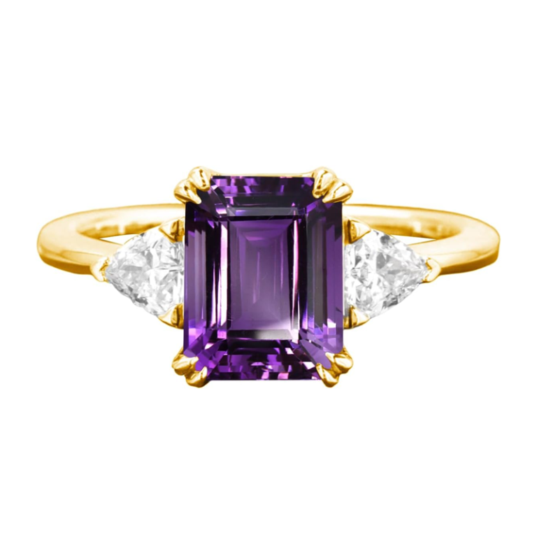 10K Gold 1CT Emerald Cut Gemstone Engagement Rings
