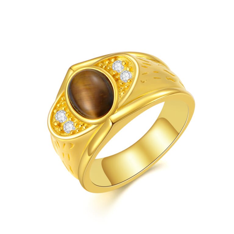 10K Gold Brown Tiger’s Eye Signet Ring