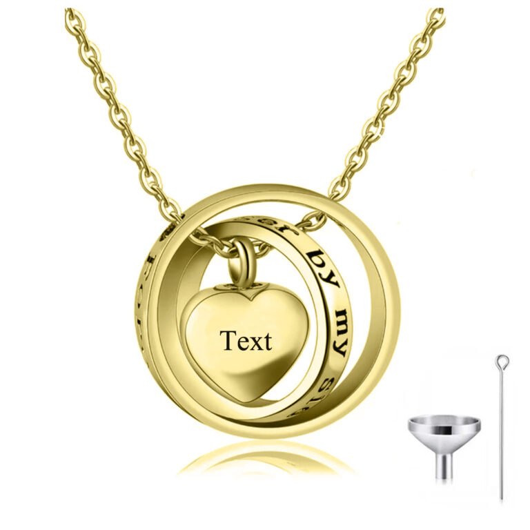 10K Gold Cremation Heart Memorial Keepsake Urn Pendant Necklace Forever for Ashes