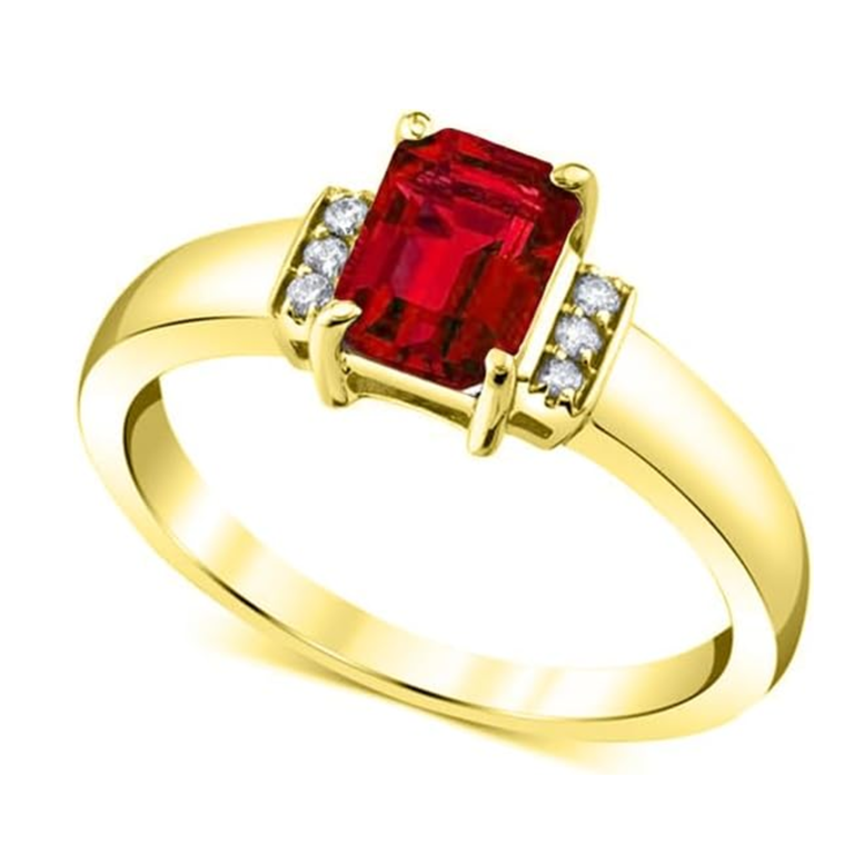 10K Gold Emerald Cut Custom Engagement Ring Gemstone Anniversary Ring for Women