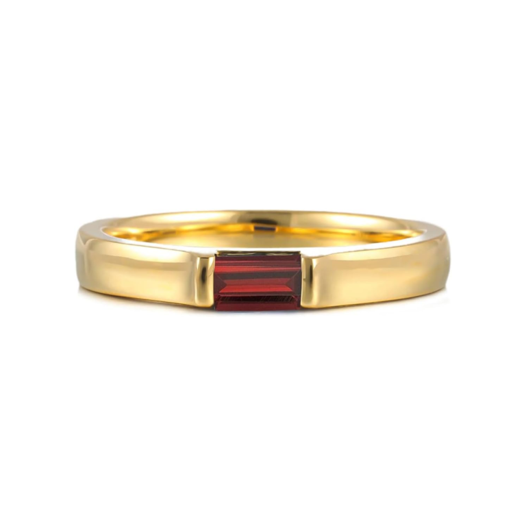 10K Gold Emerald Cut Custom Engagement Ring Gemstone Band Ring