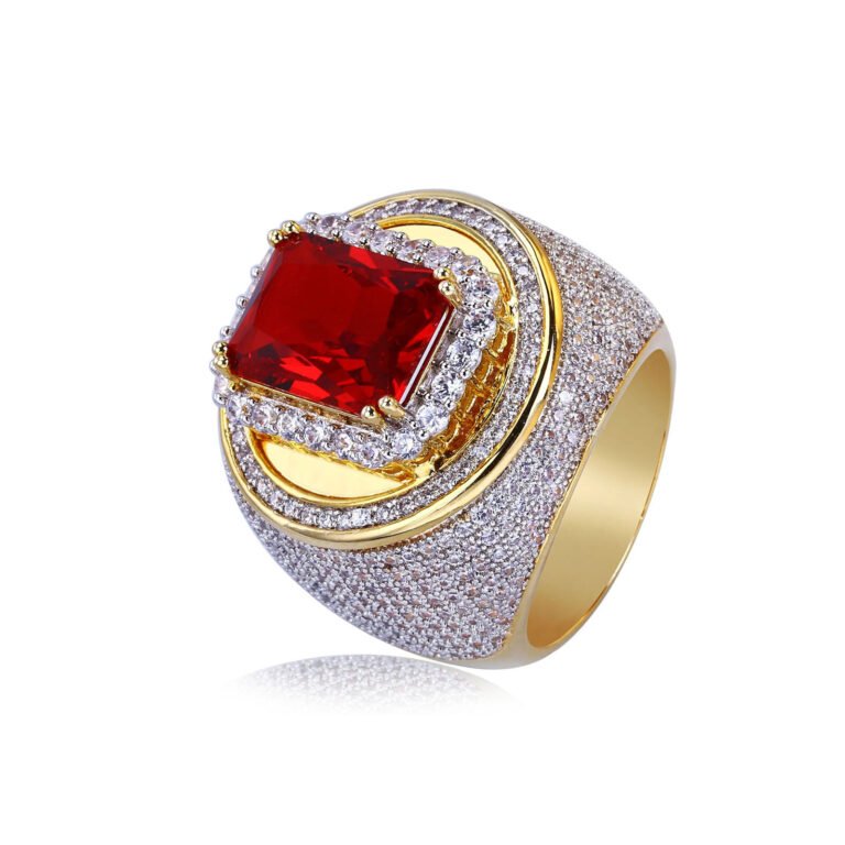 10K Gold Emerald Cut Custom Ring Gemstone Anniversary Rings for Men