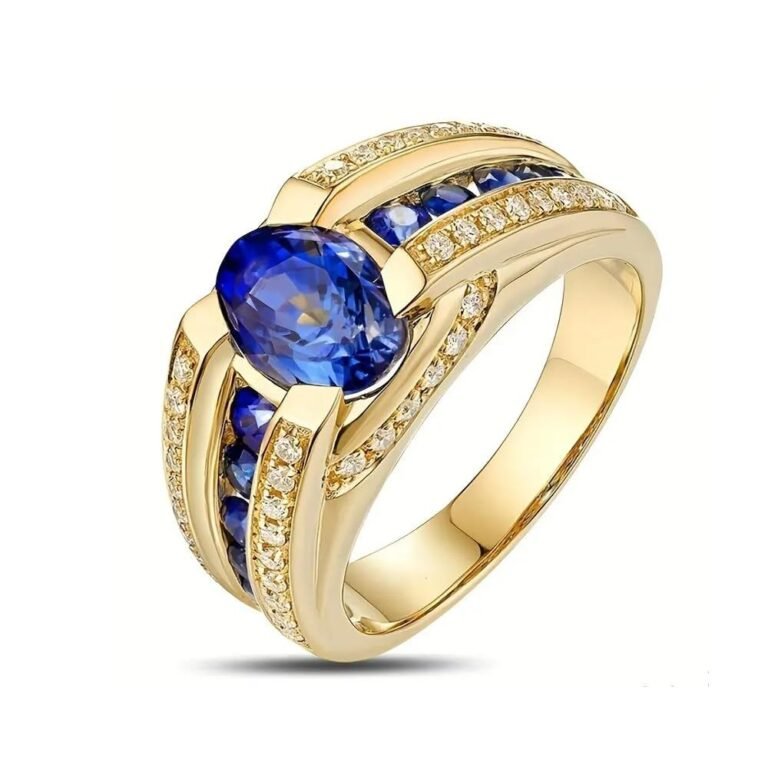 10K Gold Oval Aquamarine Engagement Ring Gemstone Anniversary Rings for Men