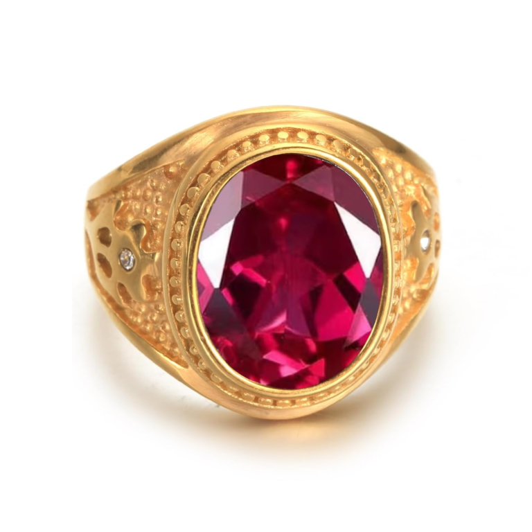 10K Gold Oval Cut Custom Ring for Men Gemstone Ring
