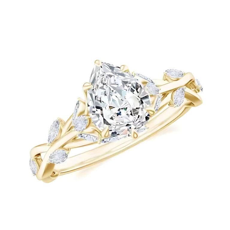 10K Gold Pear Cut Custom Engagement Ring Wedding Ring Promise Bride Band