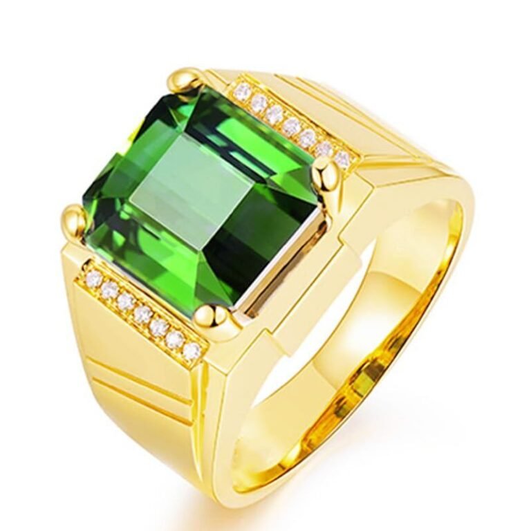 10K Gold Princess Cut Emerald Ring for Men