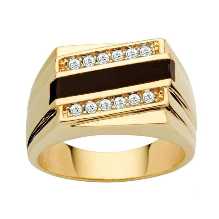 10K Gold Round Cut Agate Ring for Men