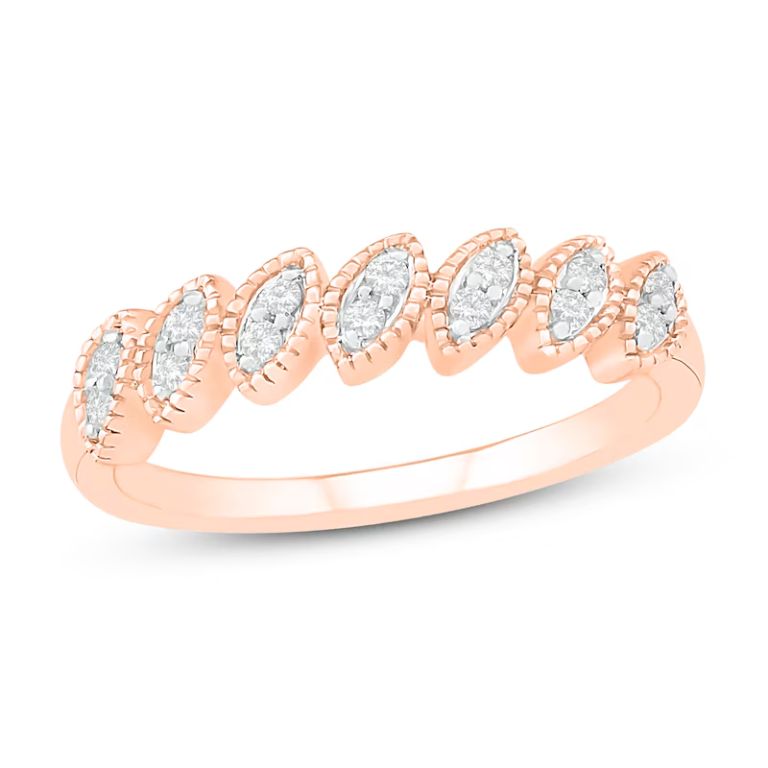 10K Rose Gold Round Cut Diamond Custom Stackable Ring I Color I3 Clarity 3EX IGI Certified