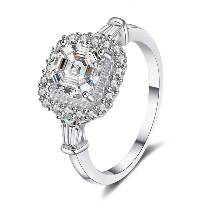 10K White Gold 1.5 to 5 CT Princess Cut Shaped Moissanite Engagement Ring