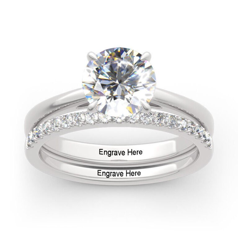 10K White Gold 1.5 to 5 CT Round Moissanite Couple Bridal Set