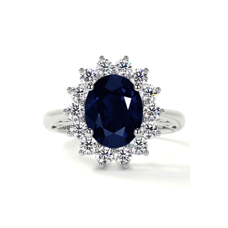 10K White Gold Oval Cut Custom Engagement Ring Gemstone Anniversary Ring