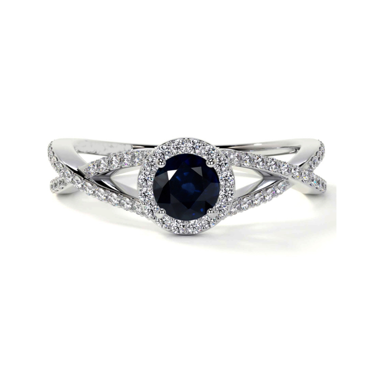 10K White Gold Round Cut Custom Infinity Symbol Engagement Ring Gemstone Anniversary Ring