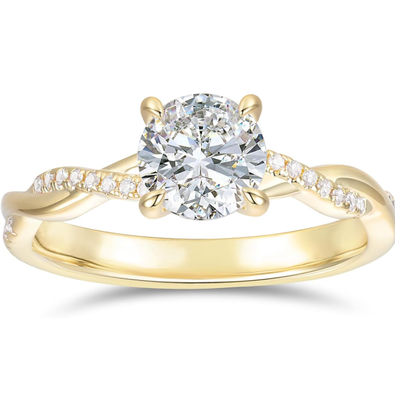 14K Gold 1.25CT Round Cut Moissanite Engagement Ring