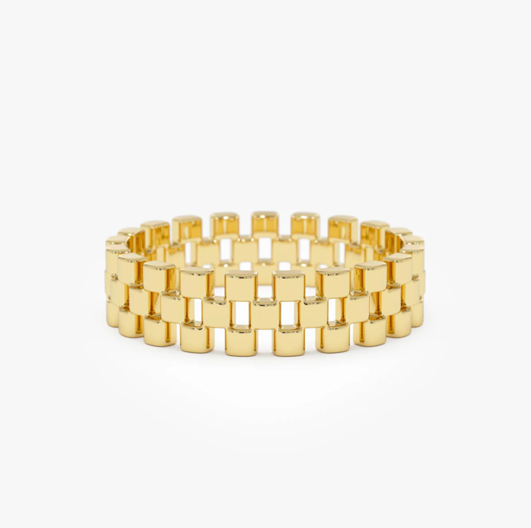14k Gold 3 Row Link Ring