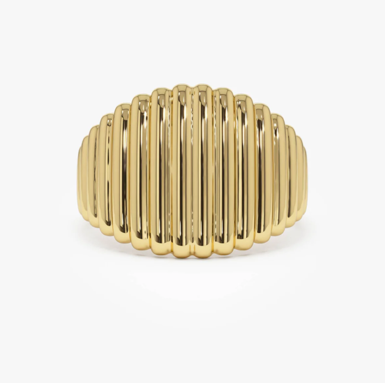 14k Gold Tapered Ribbed Statement Band