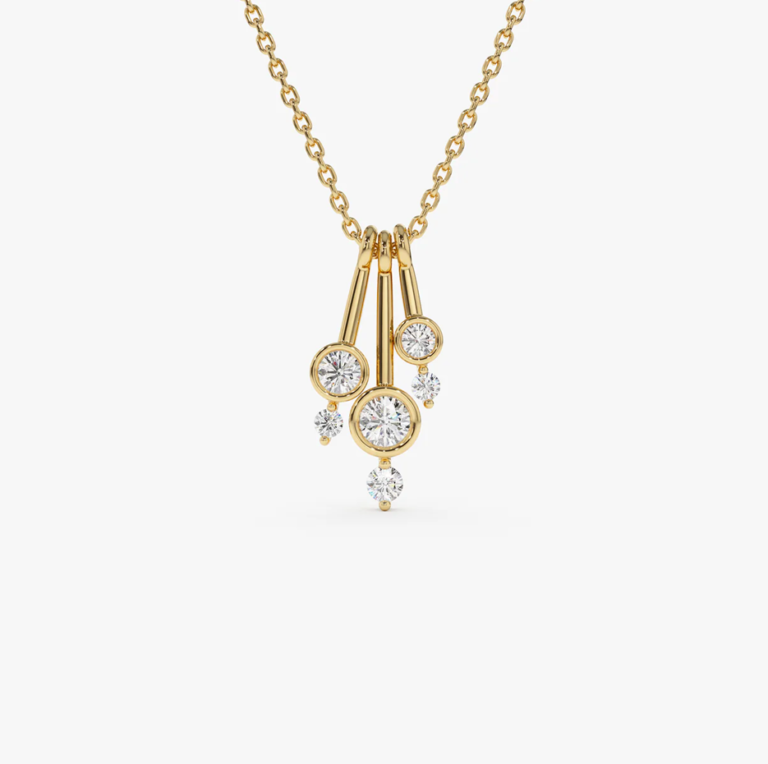 14k Multi Bezel Set 0.25 CT Natural Diamond Pendant