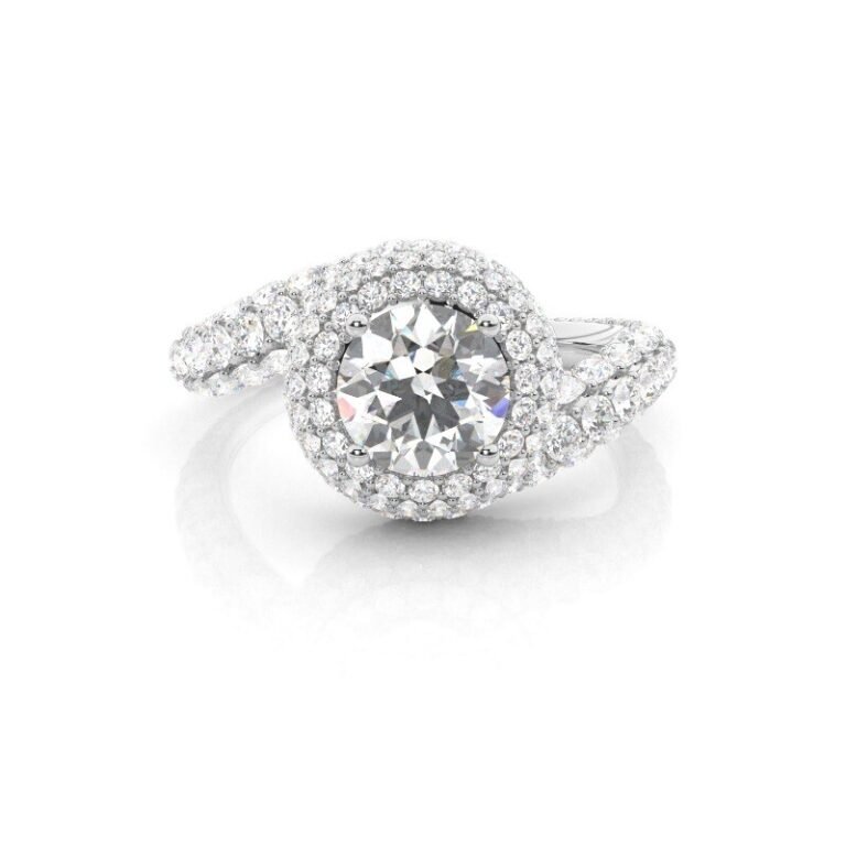 14K White Gold Round Cut Lab Created Diamond Custom Rings VVS1 Clarity 3EX IGI Certified