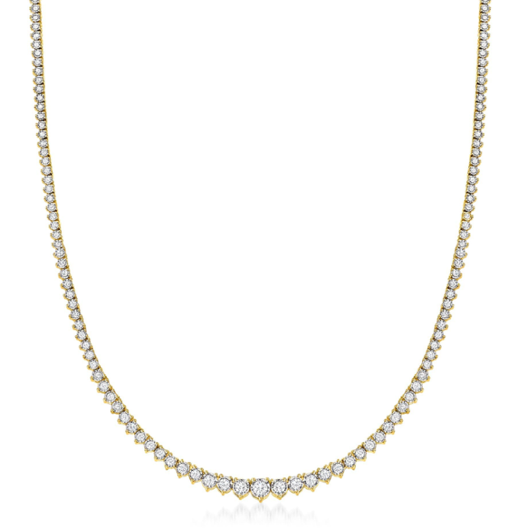 18K Gold 3.00CT Diamond Round Tennis Chain Necklace