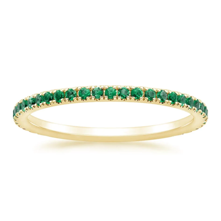 18K Gold Lab Emerald Personalized Engraving & Wedding Ring