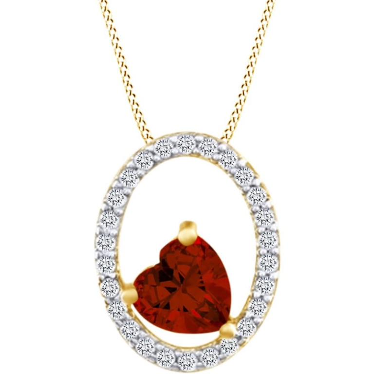 Gold Vermeil Personalized Birthstone Heart Necklace for Women