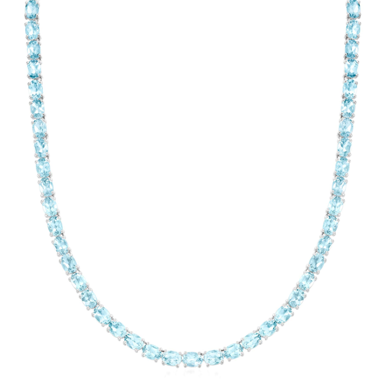Sterling Silver 45.00CT Topaz Tennis Chain Necklace