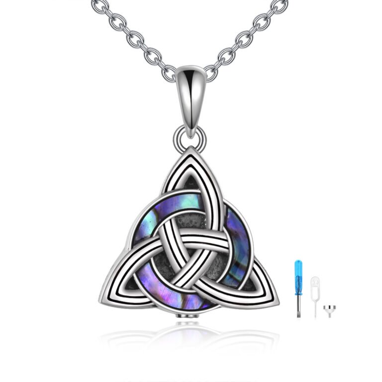 Sterling Silver Abalone Shellfish Celtic Knot Urn Necklace for Ashes for Women men