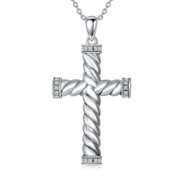Sterling Silver Cubic Zirconia Cross Urn Necklace for Ashes