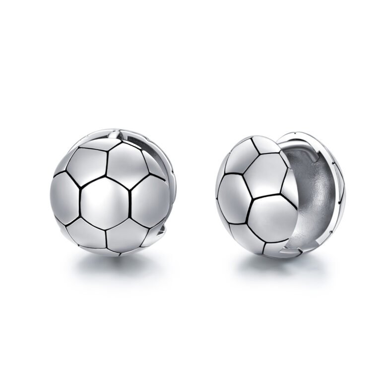Sterling Silver Football Stud Earrings for Men