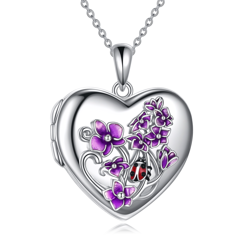 Sterling Silver Personalized Photo & Heart Personalized Photo Locket Necklace
