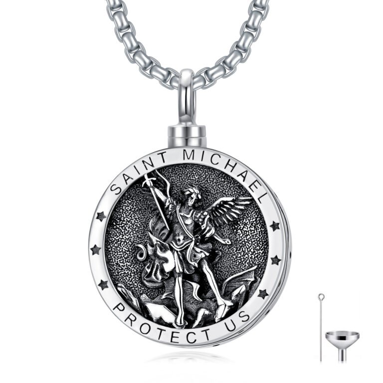 Sterling Silver Saint Michael Urn Necklace For Ashes