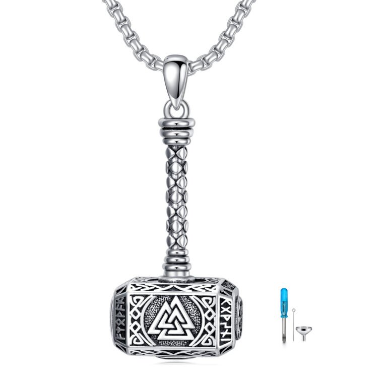 Sterling Silver Thor’S Hammer Celtic Knot Urn Necklace For Ashes