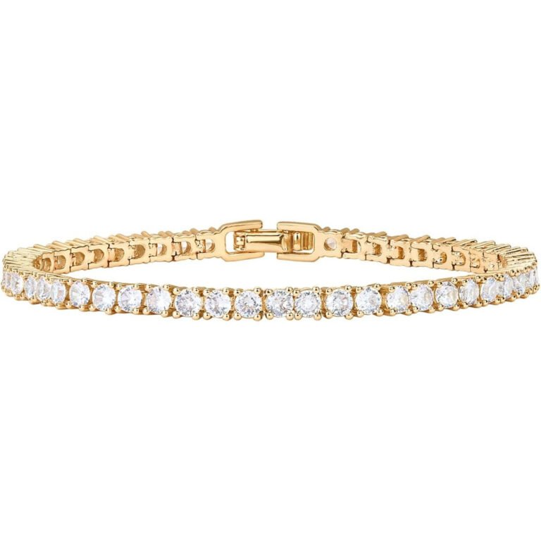 Sterling Silver with Gold Plated 3mm Moissanite Tennis Bracelet