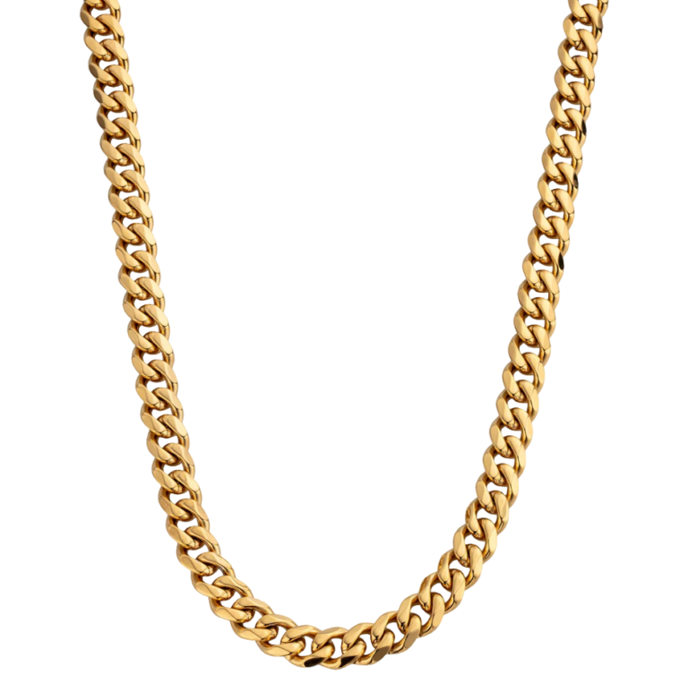 Sterling Silver with Yellow Gold Plated Cuban Link Chain for Men 12mm