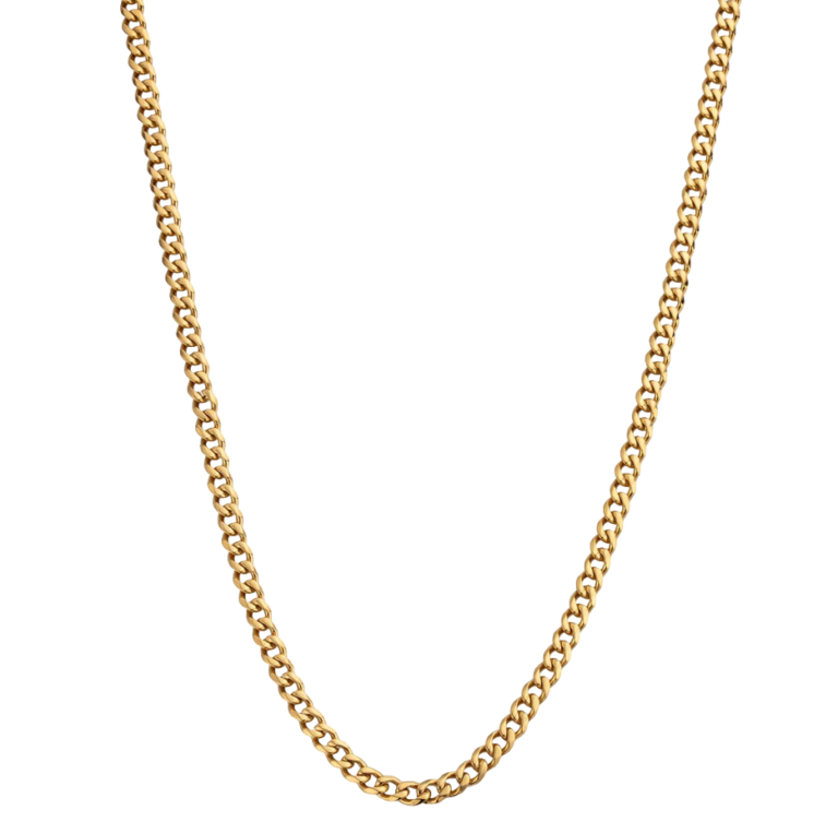 Sterling Silver with Yellow Gold Plated Cuban Link Chain for Men 4mm