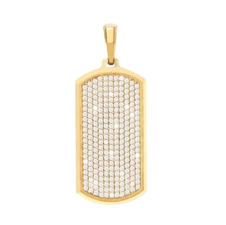 Sterling Silver with Yellow Gold Plated Cubic Zirconia Iced Out Capitol Pendant