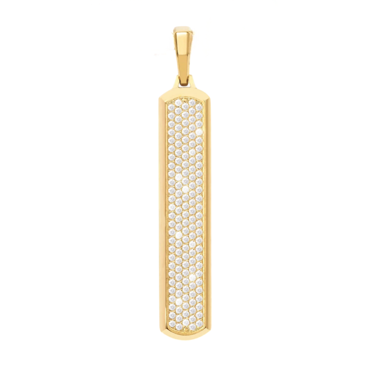 Sterling Silver with Yellow Gold Plated Diamond Iced Out Skyline Pendant