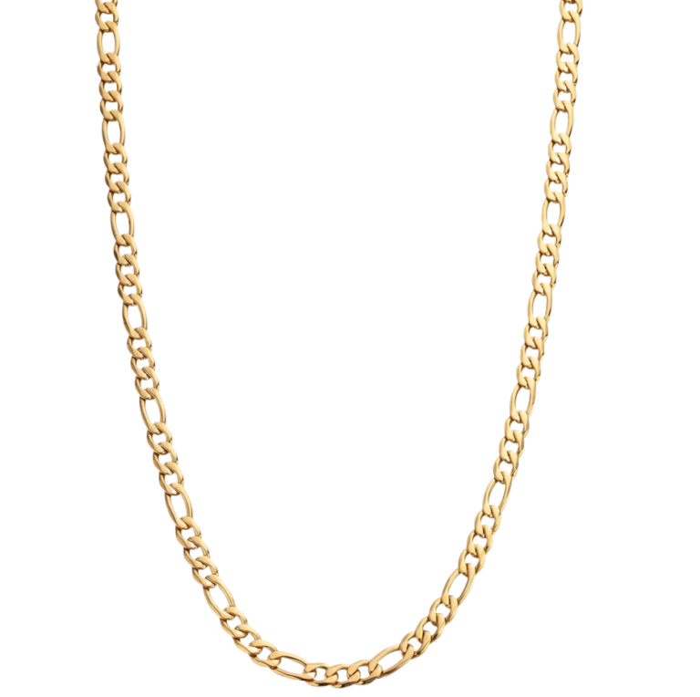 Sterling Silver with Yellow Gold Plated Figaro Chain Necklace for Men 5mm