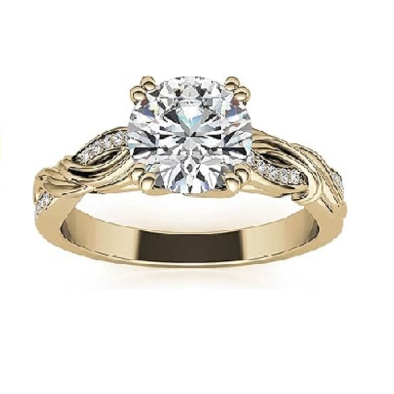Sterling Silver with Yellow Gold Plated Moissanite Couple Engagement Ring