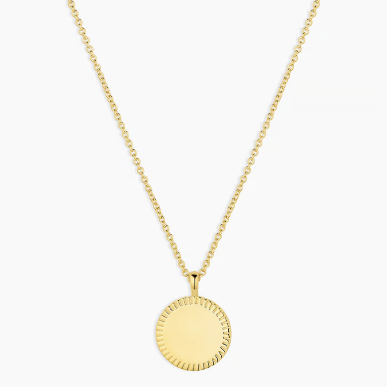 Sterling Silver with Yellow Gold Plated Personalized Engraving & Round Coin Necklace
