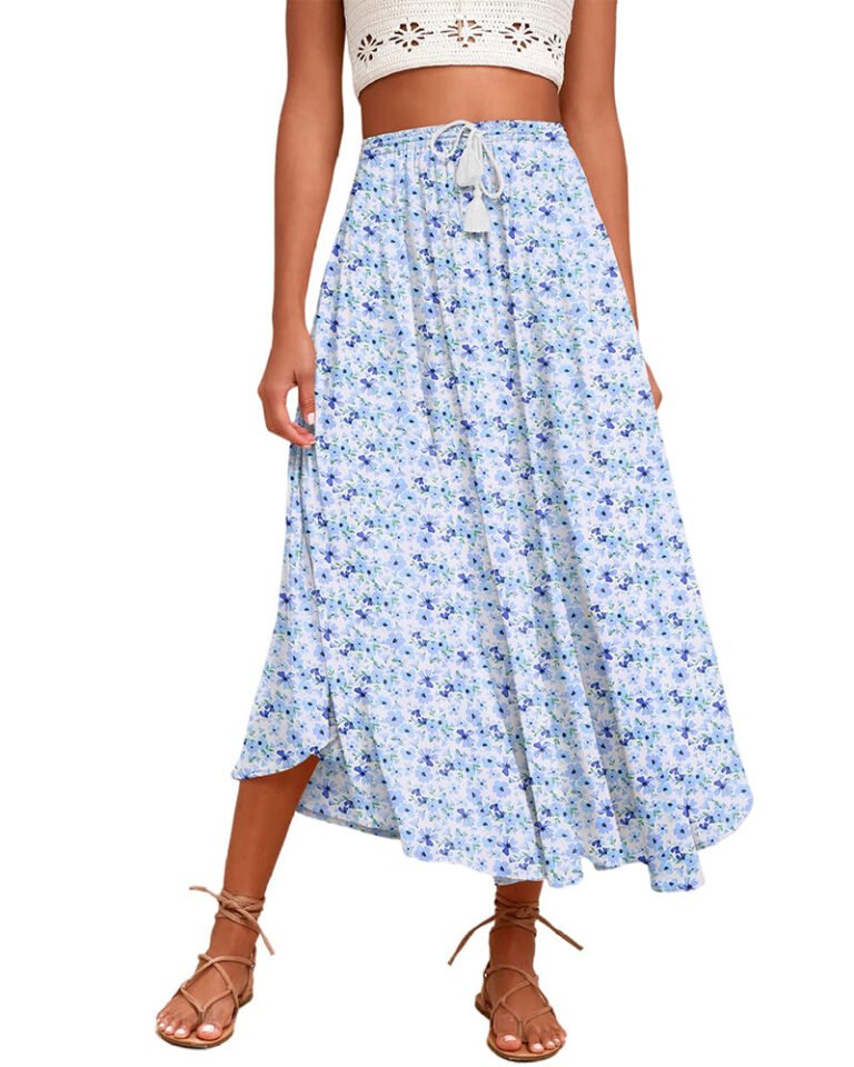 High Waisted Flowy Elastic Skirts , Lightweight Long Skirts – Zeagoo (Us Only)