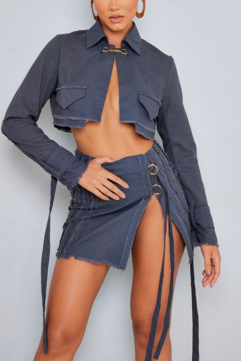 Zeagoo Buckle Trim Cropped Blazer