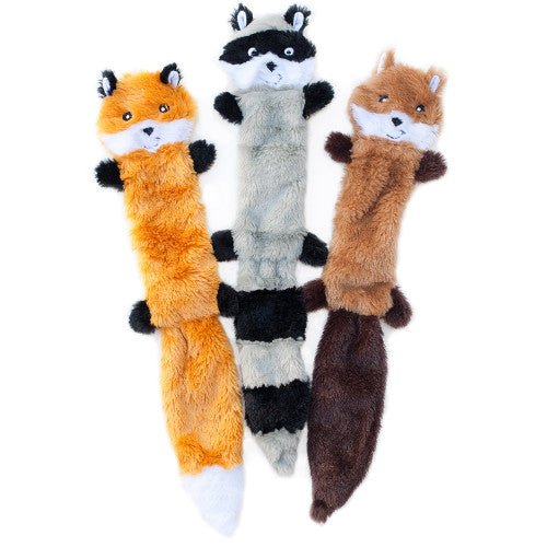 ZippyPaws, ZippyPaws Skinny Peltz Dog Toy, Fox, Raccoon, Squirrel, 1 Each/LG, 3 Pack